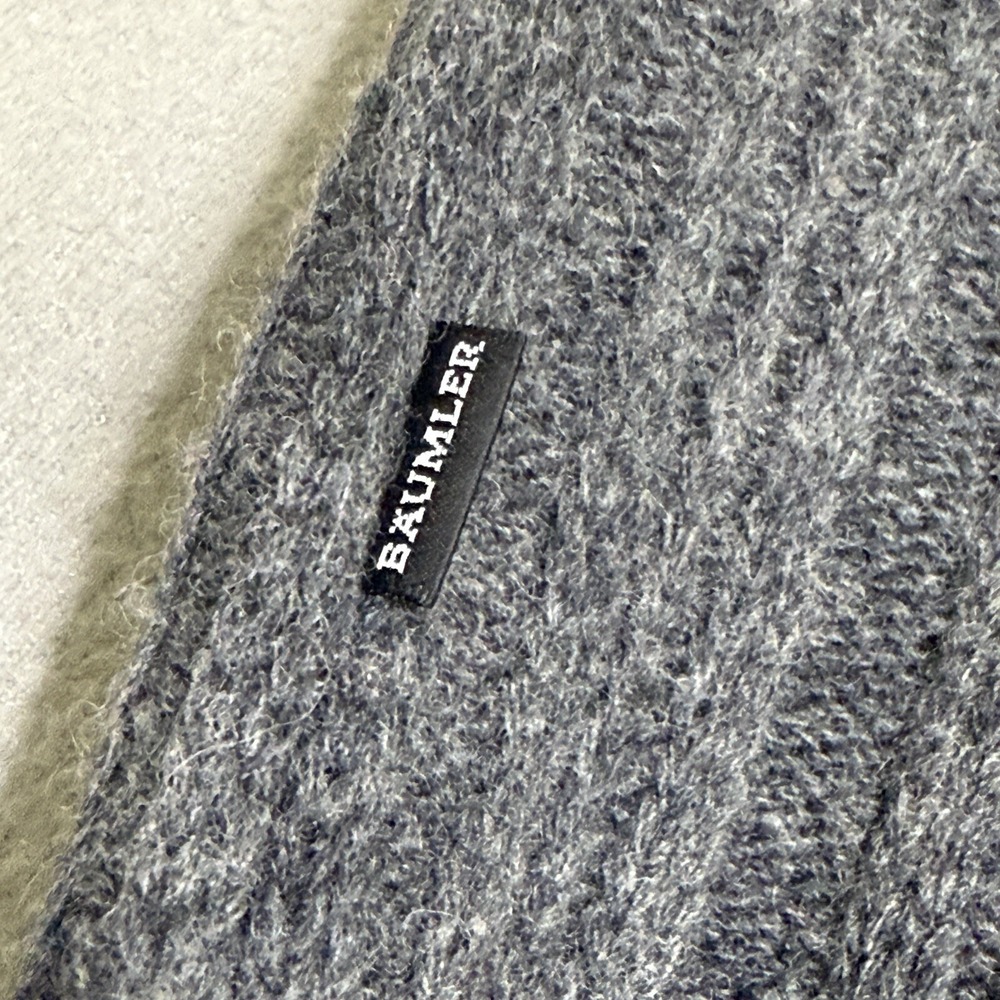 Vtg Sweater Mens Large‎ Cable Knit Fisherman Hong Kong Lambs Wool Grunge Gray L*
